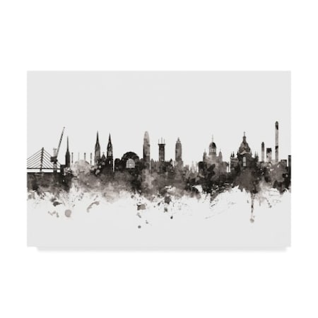 Michael Tompsett 'Helsinki Finland Skyline Black White' Canvas Art,30x47